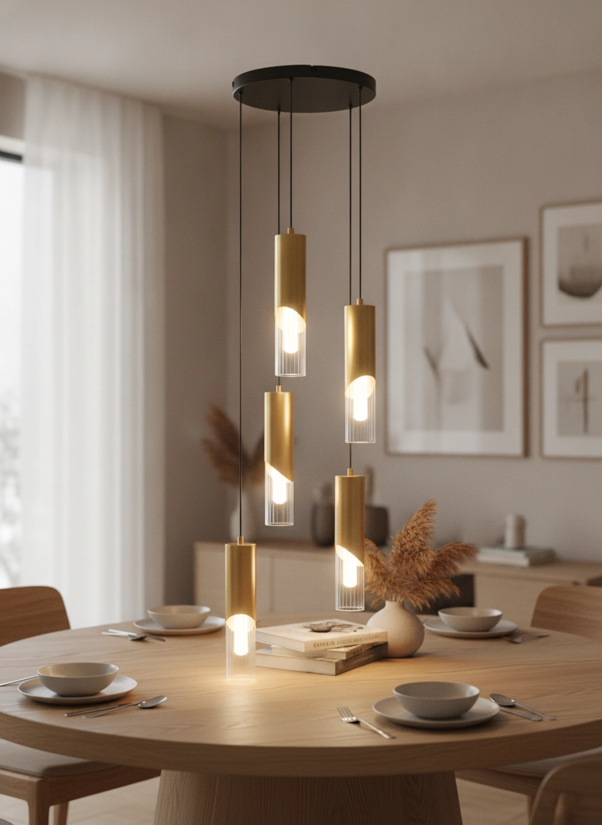 Design-Pendellampe Modesto Ø 33cm goldene 5-Licht