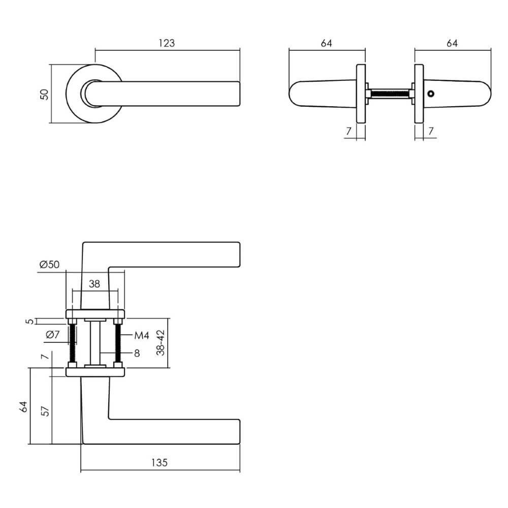 Türklinke Broome aluminium schwarz Ø 5cm Intersteel 8714186505212