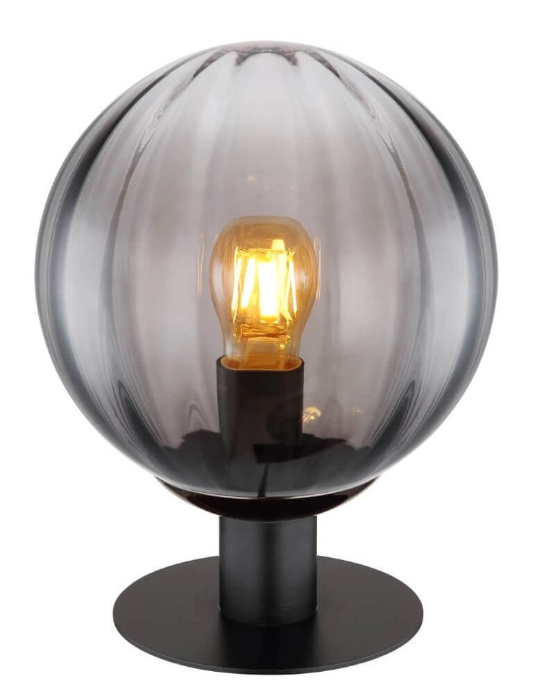 Tischlampe Dallerta schwarz mit Rauchglas