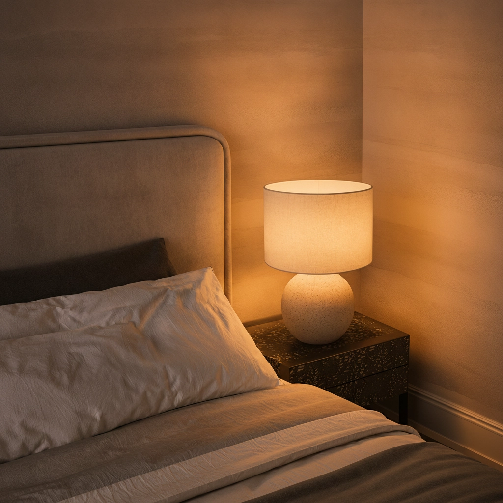 Tischlampe Nagomi Beige mit cremefarbener Kapuze
