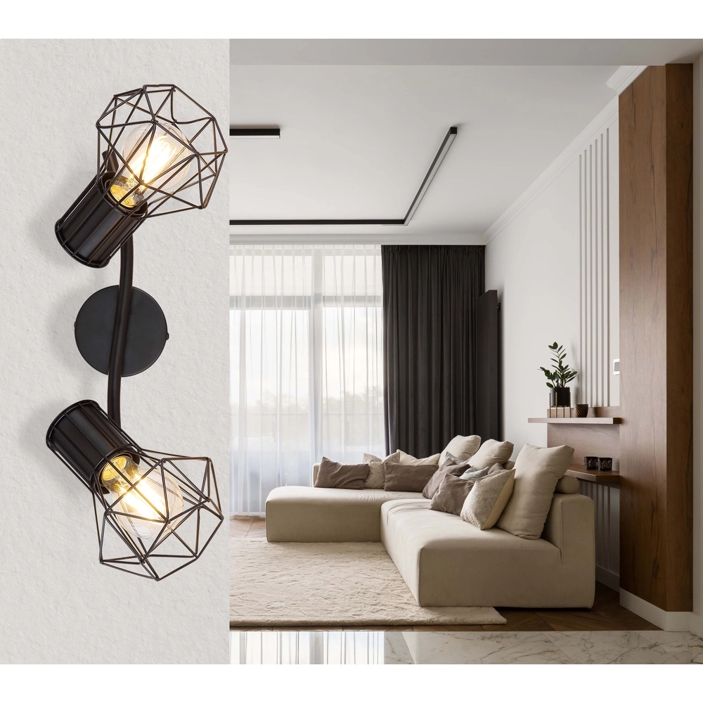 Deckenlampe Priska 2-Licht Schwarz Globo 9007371400171