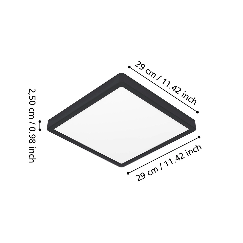 Deckenlicht IP44 Fueva 6 Quadrat – Schwarz – 29x29 cm Eglo 9008606330355