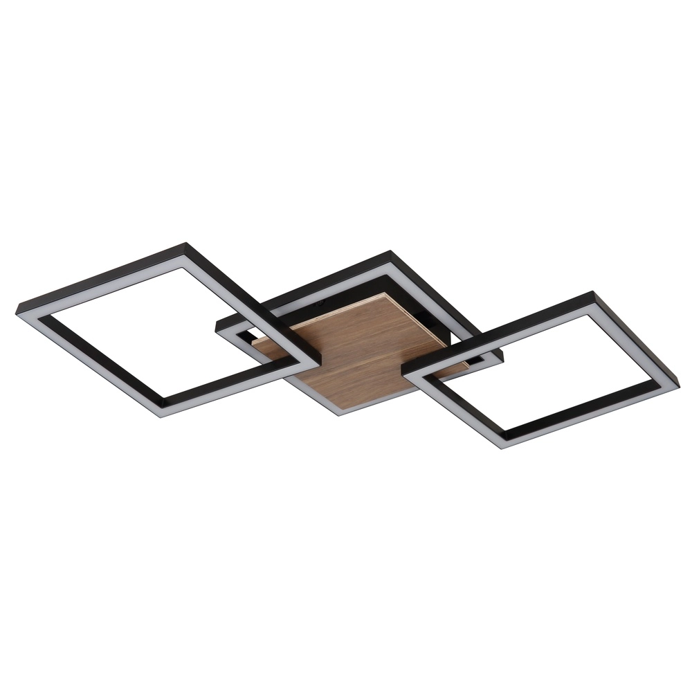 Design-Deckenlampe Kaden Schwarz mit Holzoptik Globo 9007371468324
