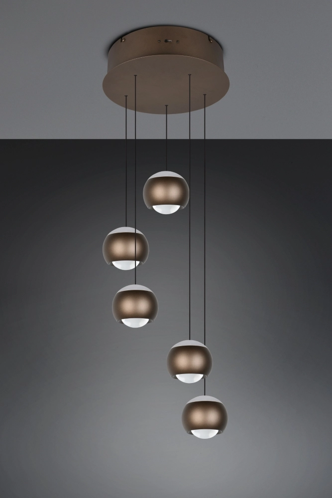 5-Licht Vide Pendellampe Orbit Platinbraun Trio 4017807686579