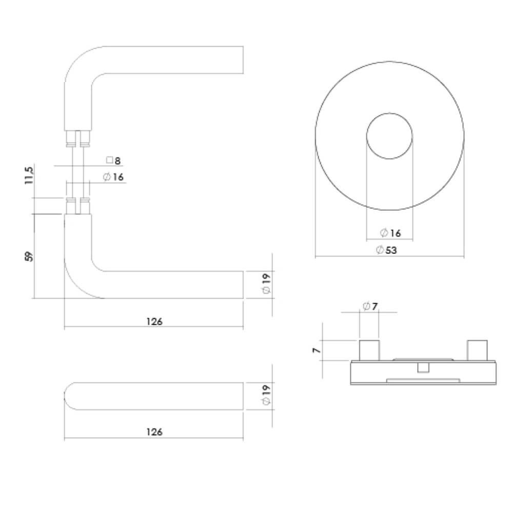 Hintertür-Hardware Luzern Getrommeltes rundes Messing Intersteel 8714186696835