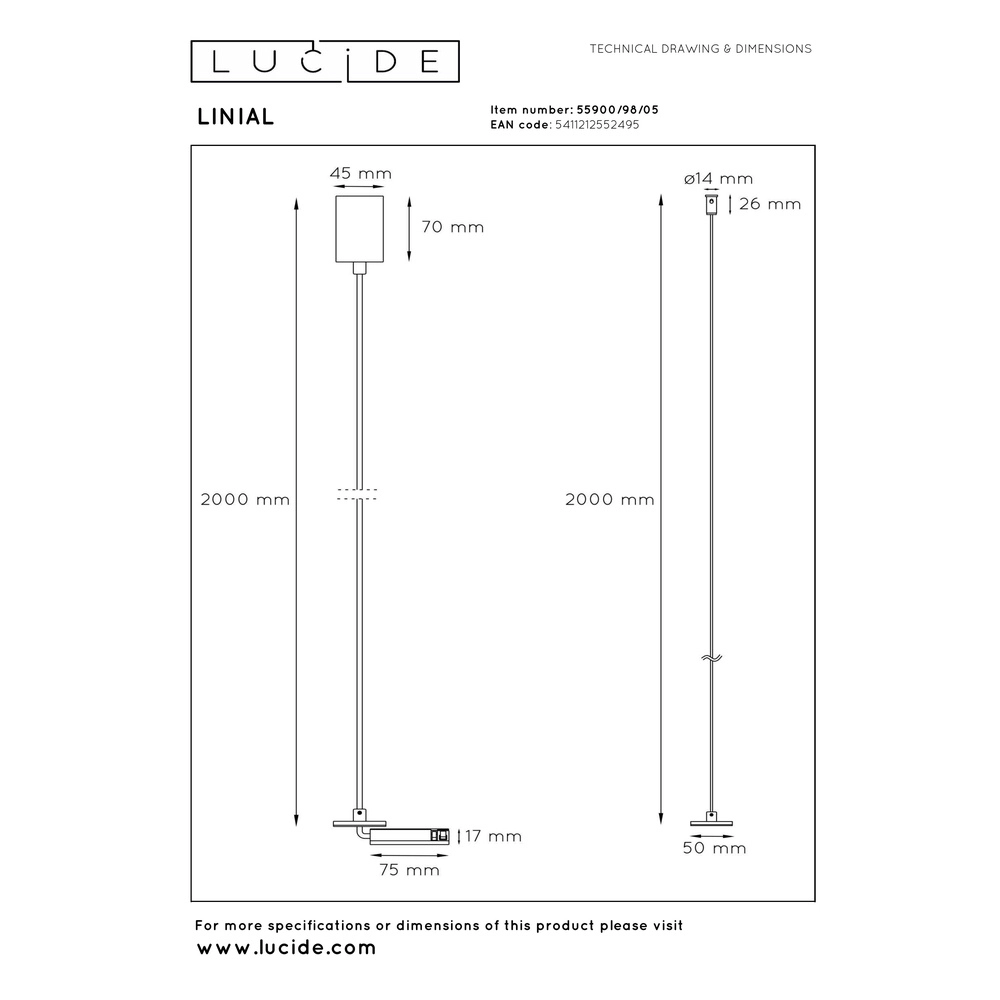 Fahrwerk für eingebauten Fahrer Linial Champagner Premium by Lucide 5411212552495