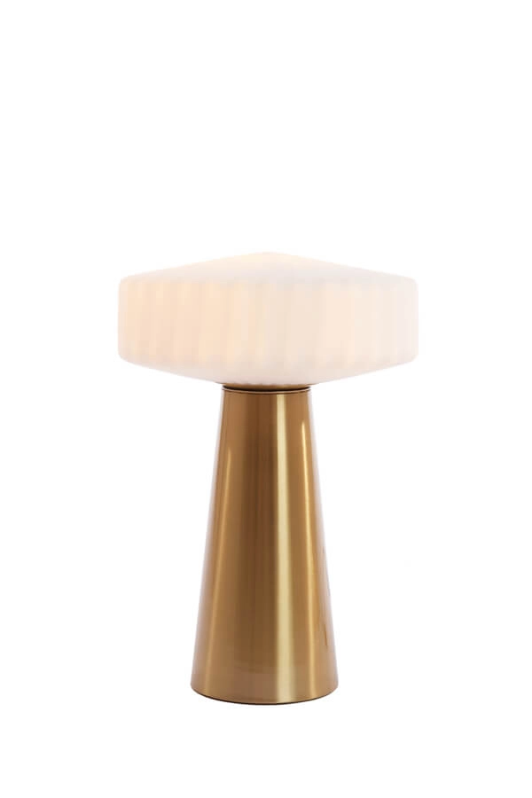 Tischlampe Pleat gold mit weiß Ø 30cm Light & Living 8717807687717