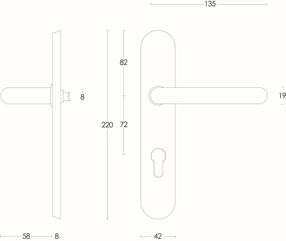Fester Türgriff Rond PC 72mm Edelstahl Intersteel 8714186060629