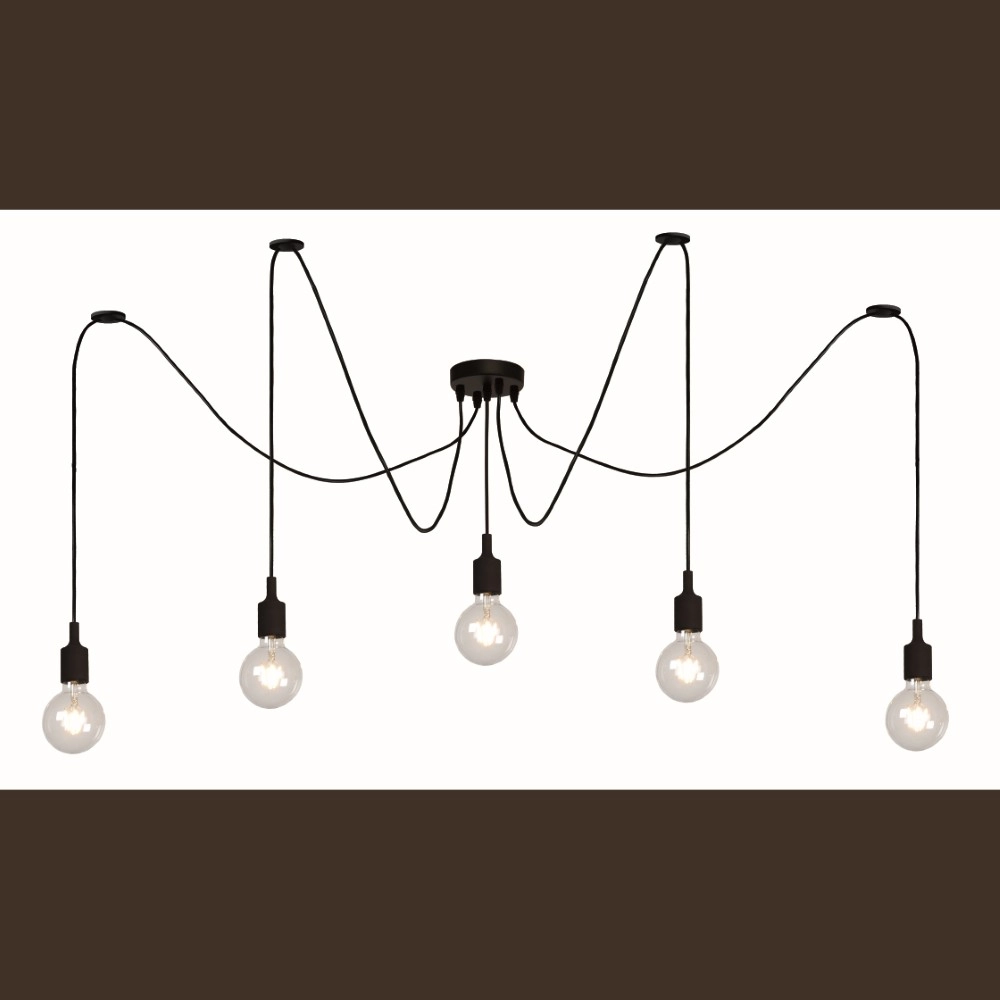 5-Licht Pendellampe schwarz Fix Geeignet für das Loft