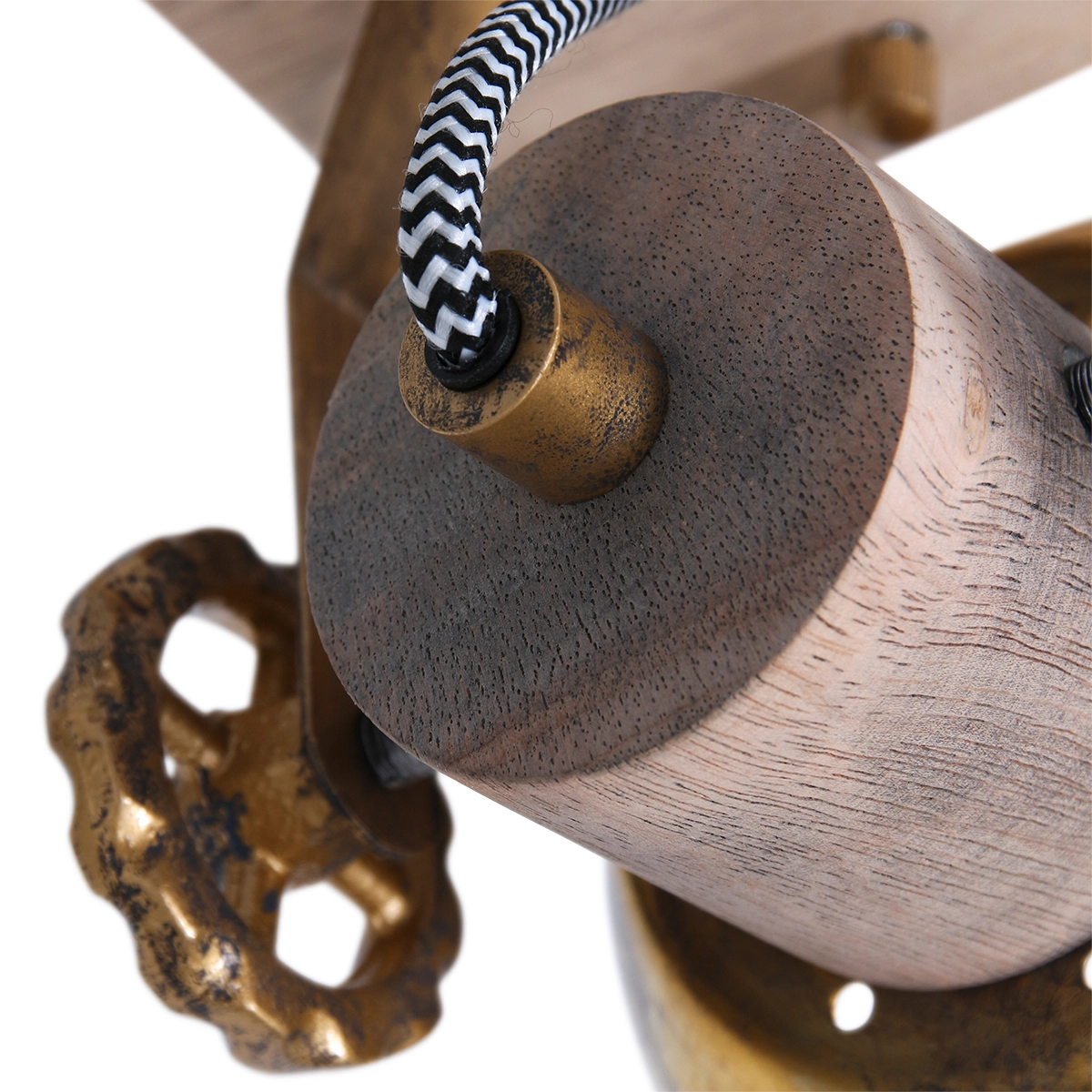 Industrielle Deckenleuchte Gearwood Bronze mit Holz Steinhauer 8712746135022