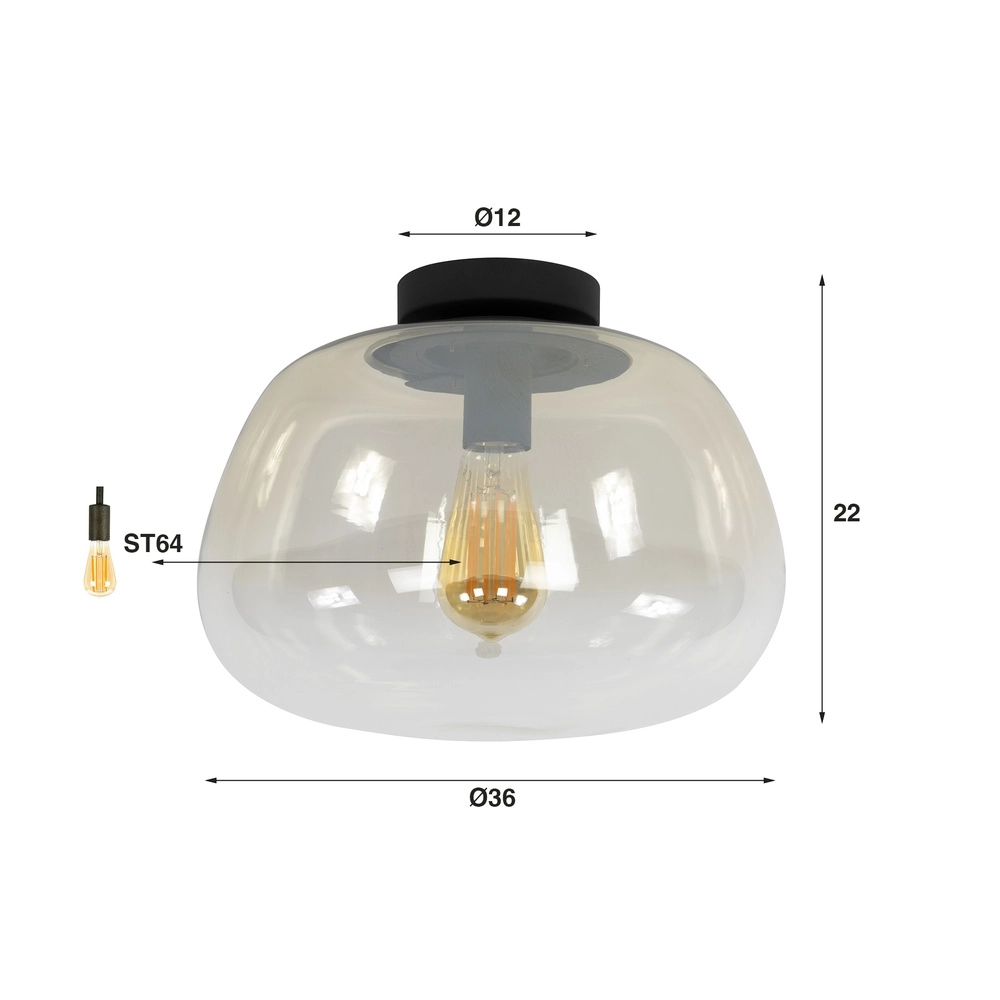 Glasdeckenlampe Pulse Ø 36cm – bernsteinfarbenes Glas Lyora 8716803512030