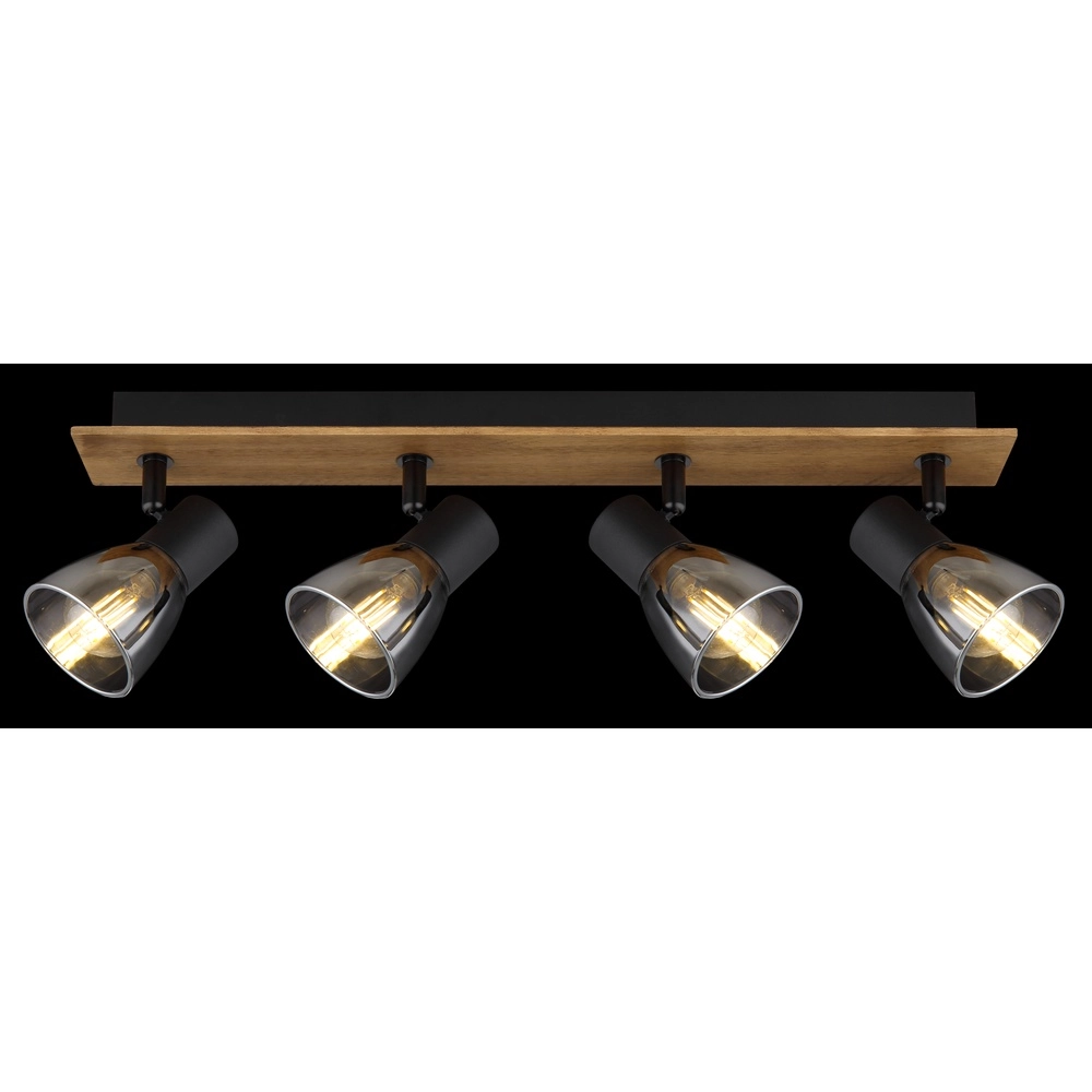 Deckenlampe Claude 4-hell schwarz mit Holz Globo 9007371434213