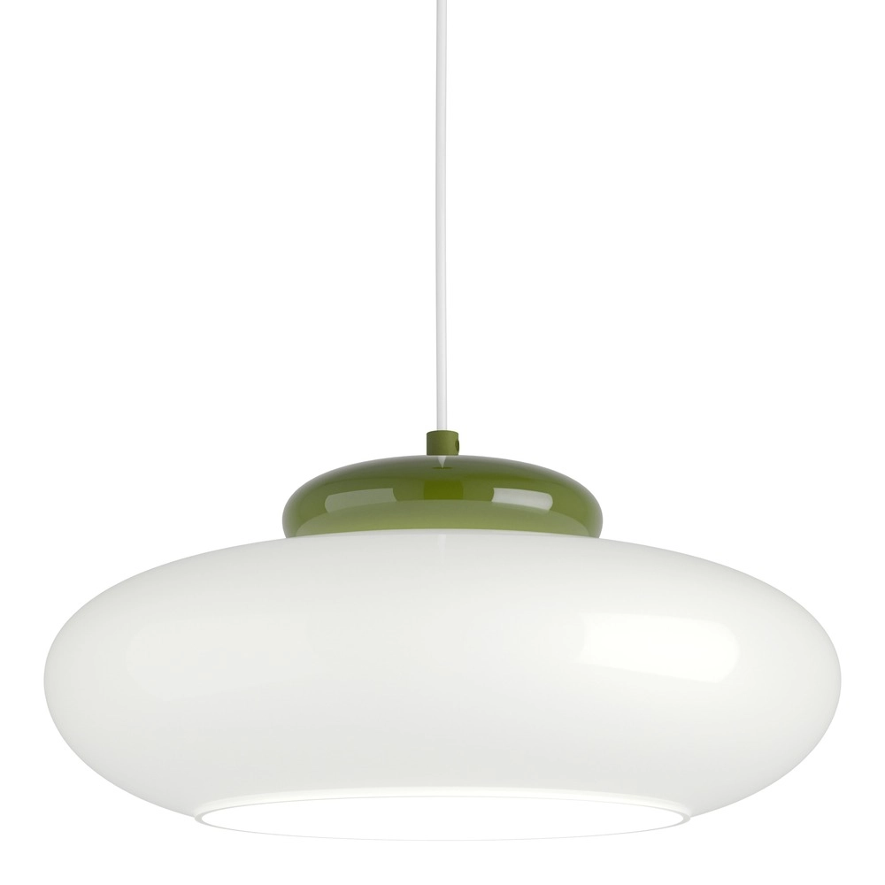Design-Pendellampe Berardelli weiß mit grünem Ø 32 cm