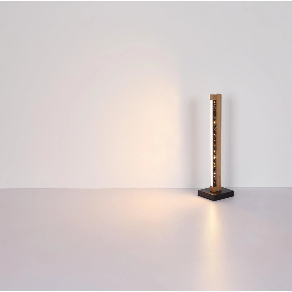 Design-Tischleuchte Starla schwarz mit Holz 48cm Globo 9007371459292