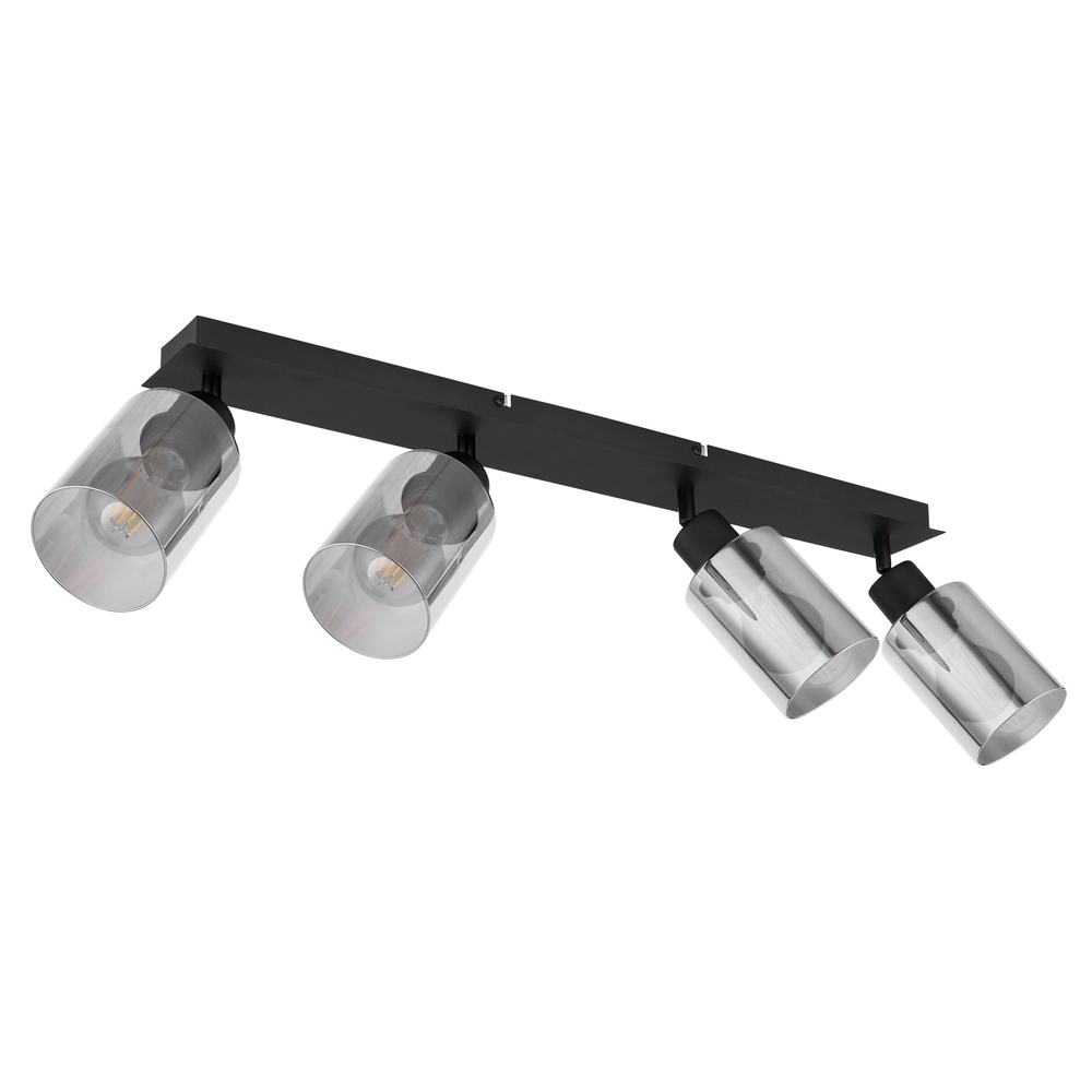 Deckenlampe Hadera 4-Licht Schwarz mit Rauchglas Globo 9007371431229