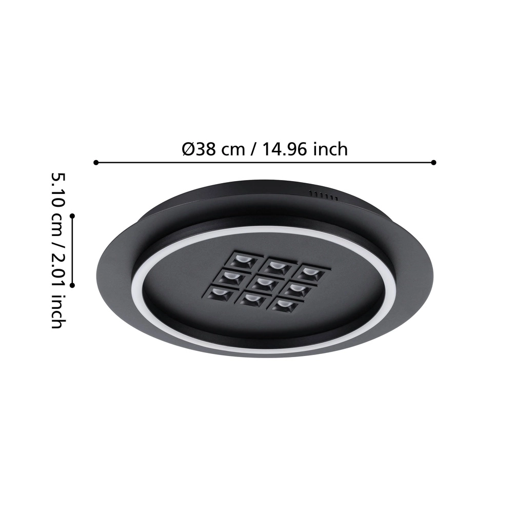 Moderne LED-Deckenbeleuchtung Balazote Ø 38cm – schwarz Eglo 9008606312702