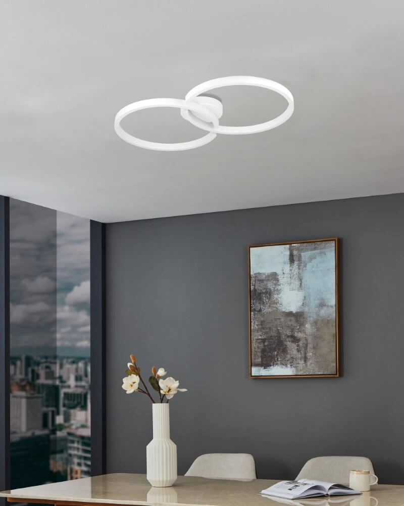 Weiß LED-Deckenleuchte Amandolo 2 Ringe Eglo 9008606275069