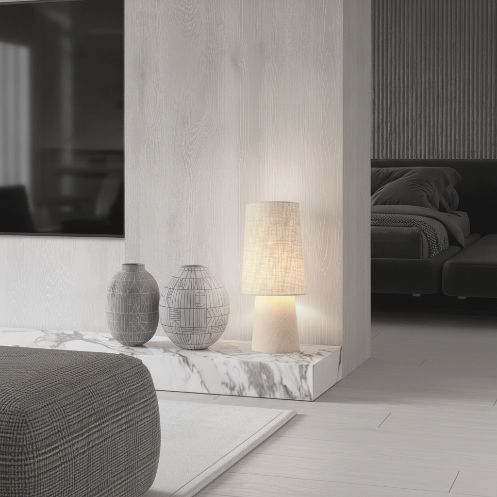 Japandi-Tischlampe Nebia Beige