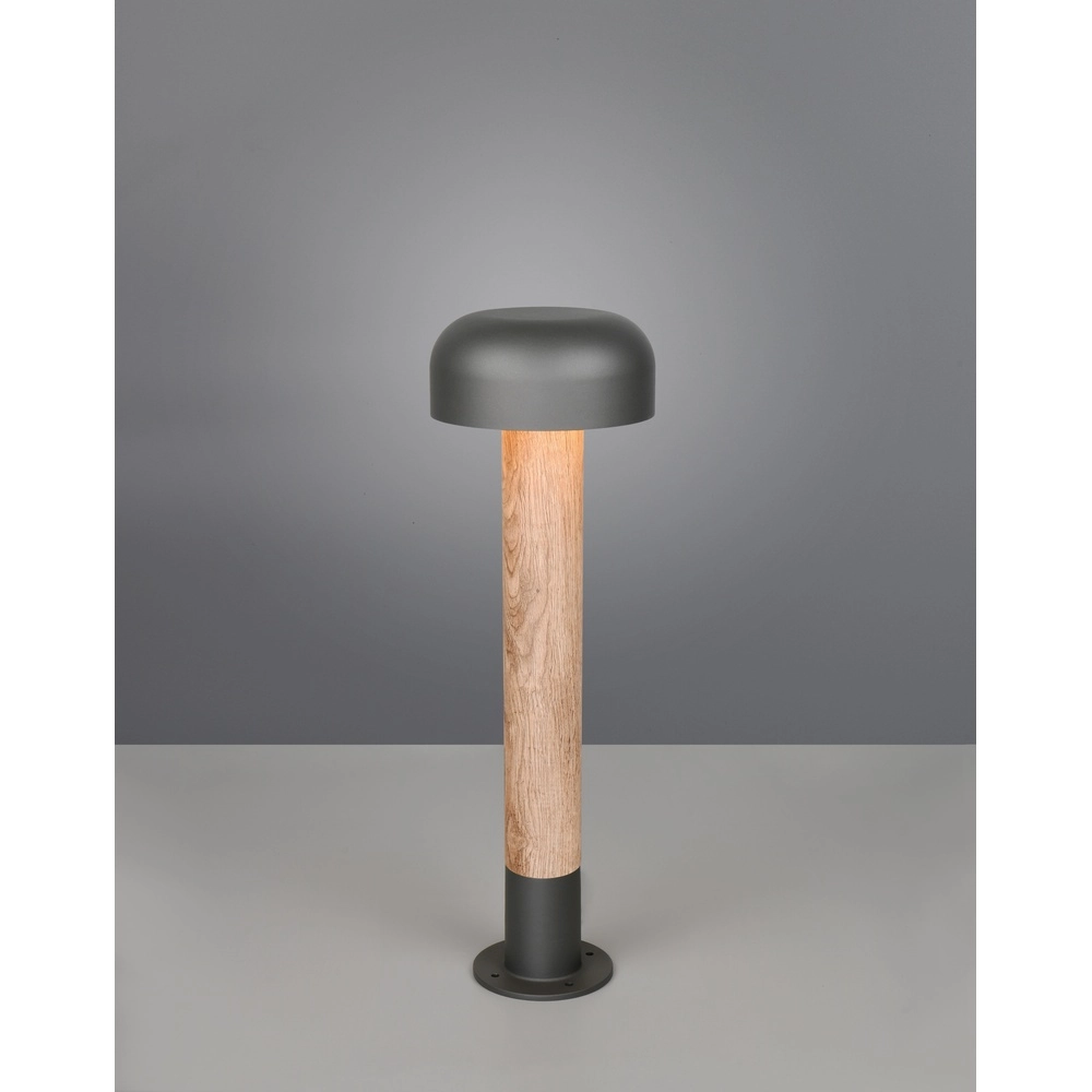 Gartenleuchte Fraser grau mit Holz 54cm Trio 4017807648584