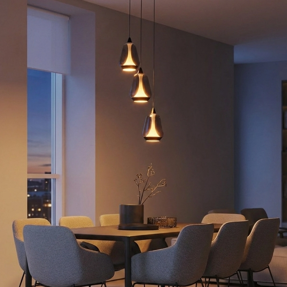 Design-Pendelleuchte Alish 3-flammiges Rauchglas