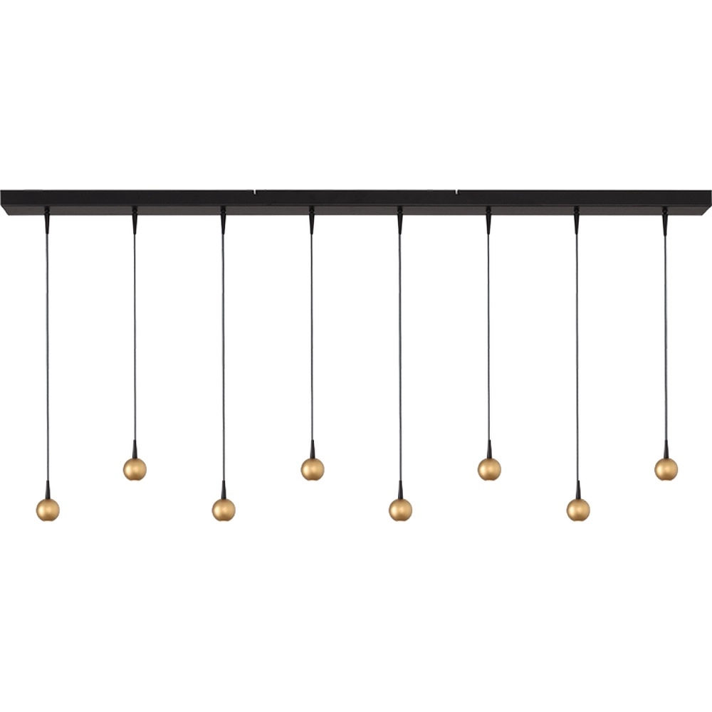 8-Licht Pendellampe Talana schwarz mit goldener Ø 6 cm DTW