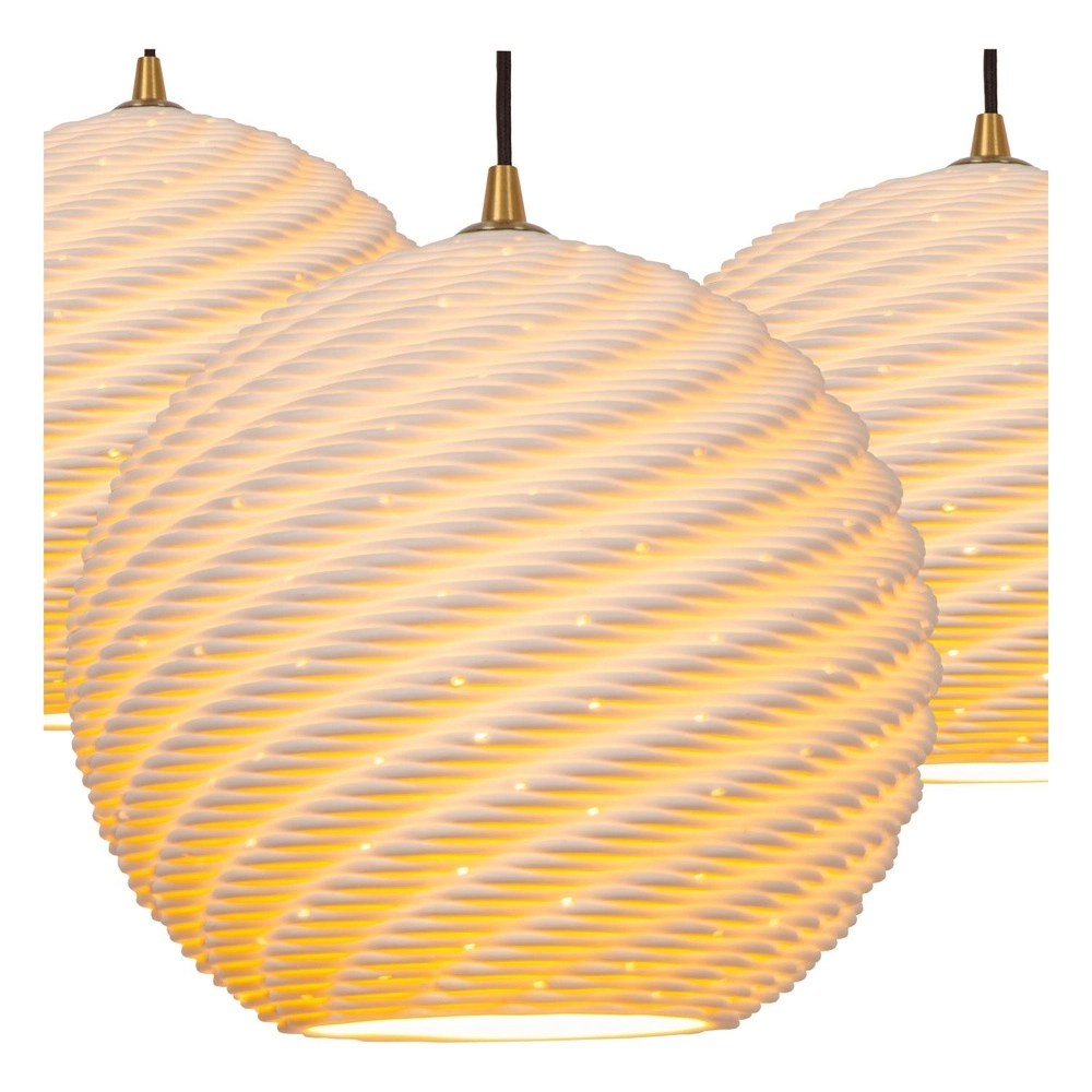 Design-Pendellampe Bina 3-Licht rundes Weiß Lucide 5411212135018
