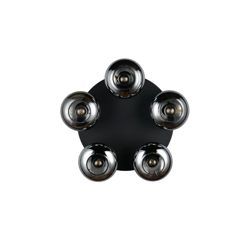 Deckenlampe Divina 5-flammig schwarz mit Rauchglas Trio 4017807667462