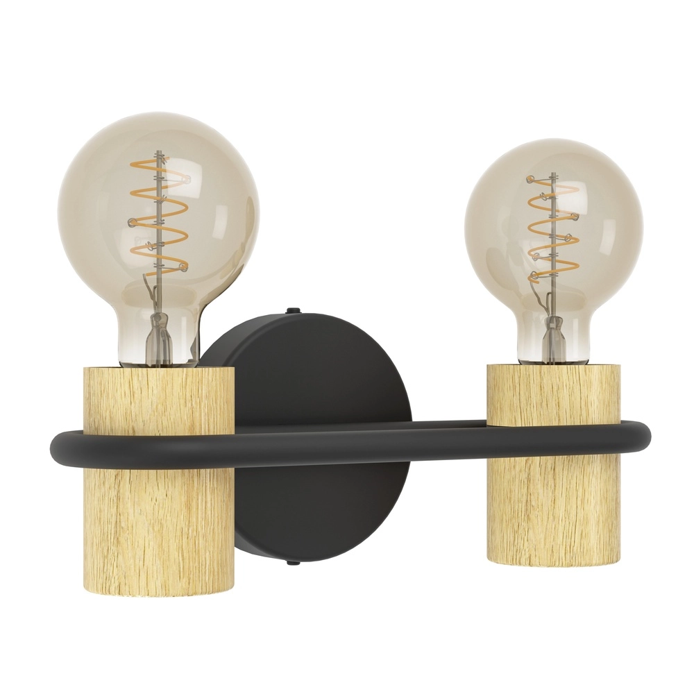 Wandlampe Chieveley mit Holzoptik – 1x E27