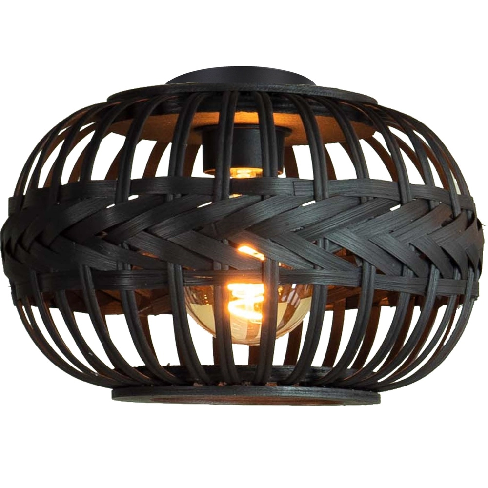 Schwarze Deckenlampe Towcester Ø 38cm – Holz