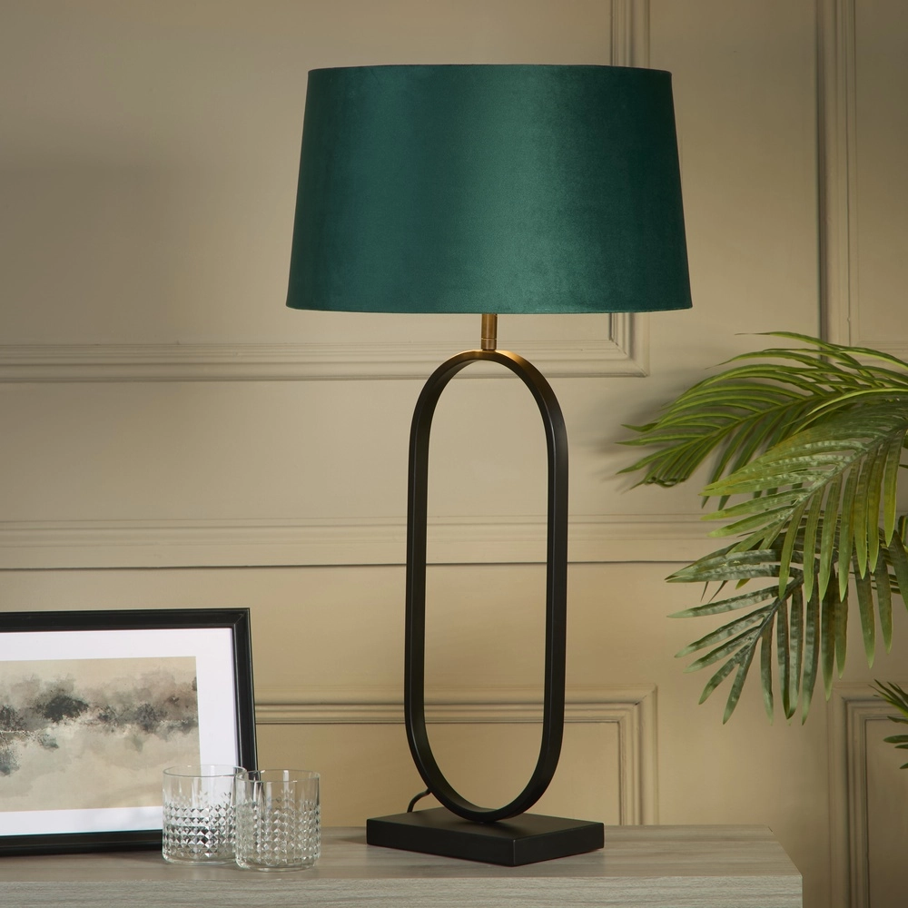 Tischlampe Modish Schwarz mit smaragdgrüner Kapuze Searchlight 5053423306179