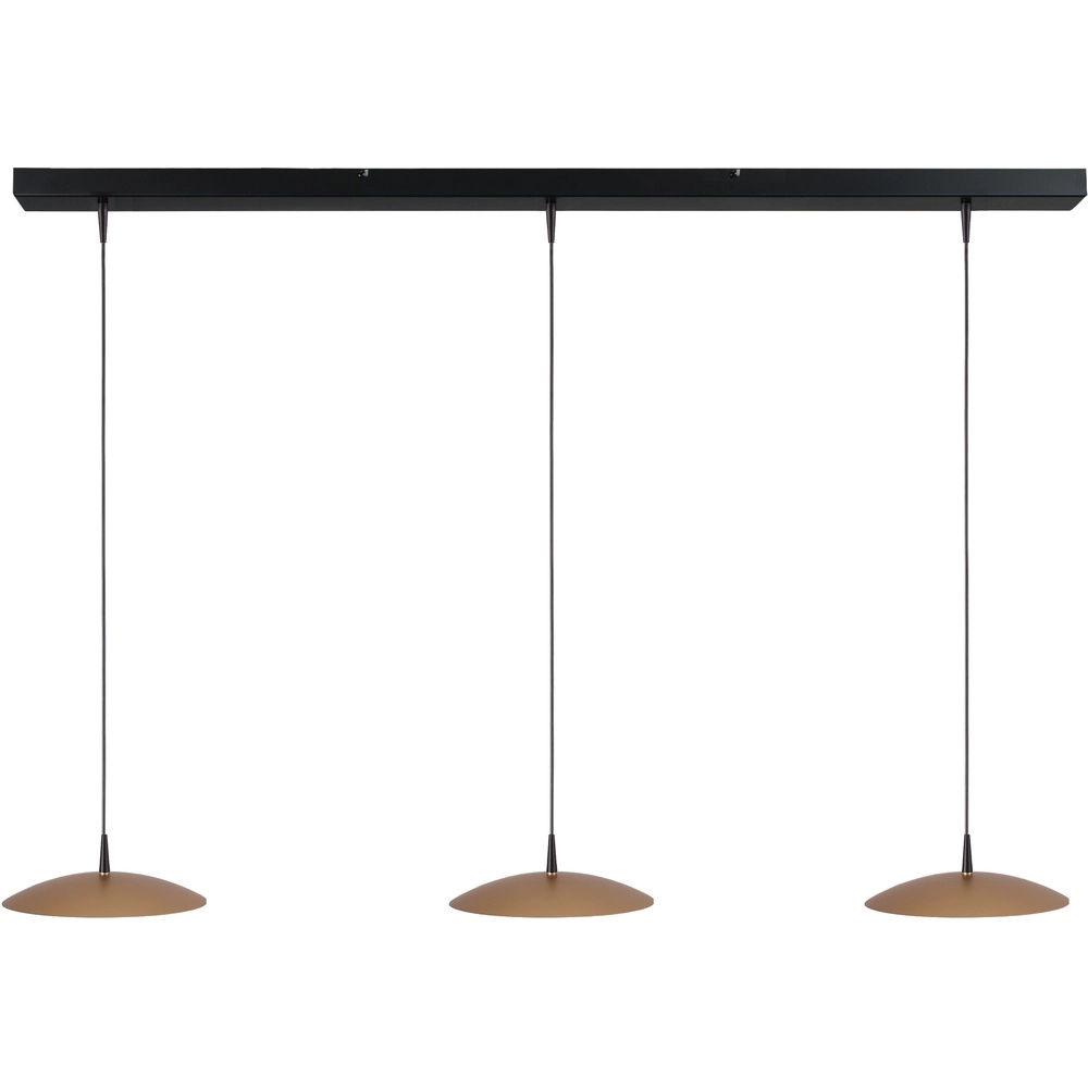 3-Licht Pendellampe Scala 130 cm Schwarz mit Gold Ø 25 cm