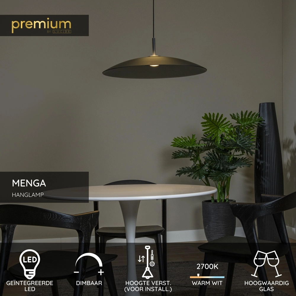Elegante Pendellampe Menga Ø 60cm Rauchglas Premium by Lucide 5411212251176