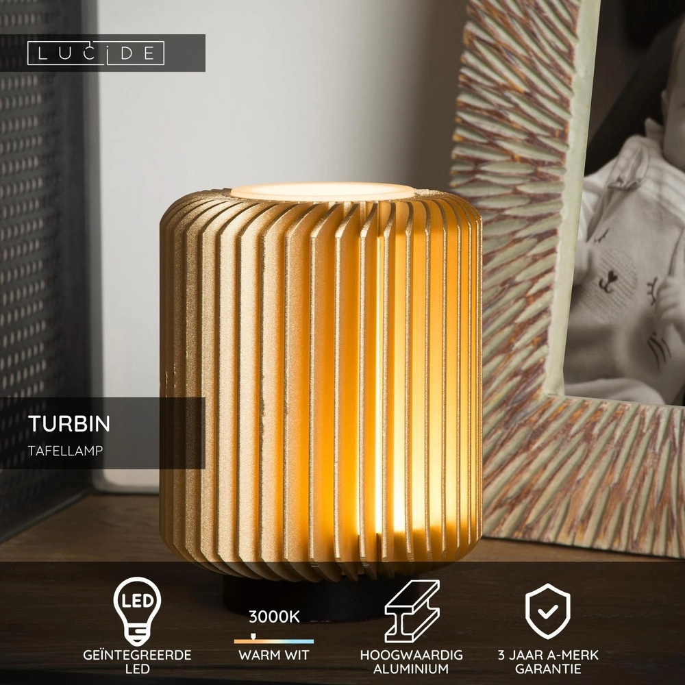 Tischlampe Turbin Gold Lucide 5411212262646