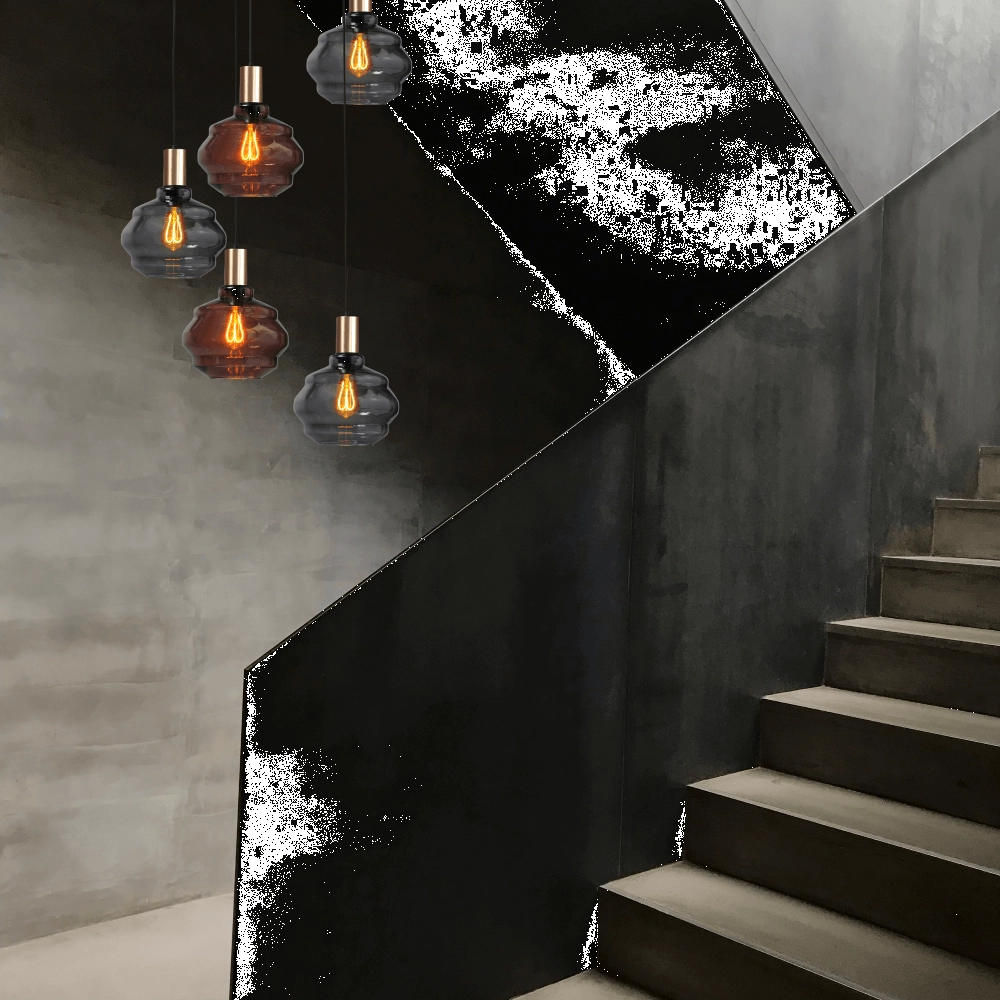 5-flammige Loft-Hängelampe - Gold - Porto mit Ballgläsern Masterlight 8718121271262