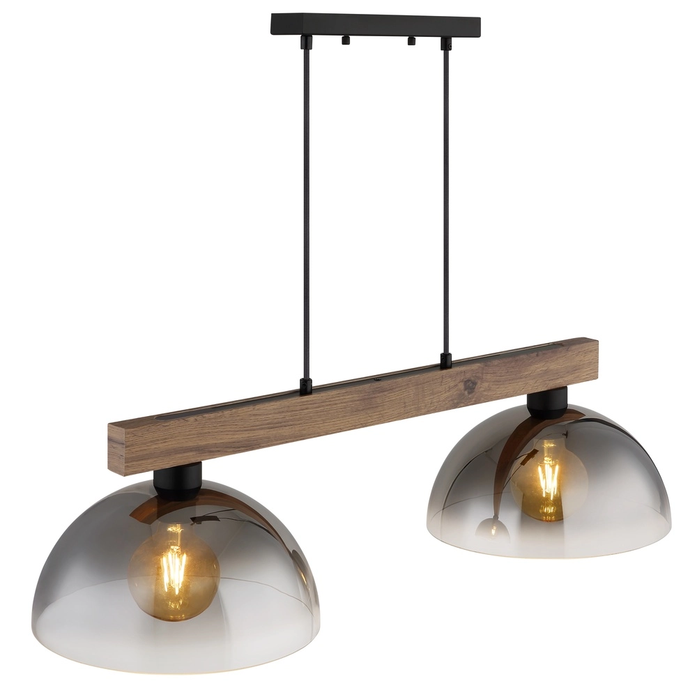 Land-Pendellampe Romy 2-helliges Schwarz mit Holz Globo 9007371583355