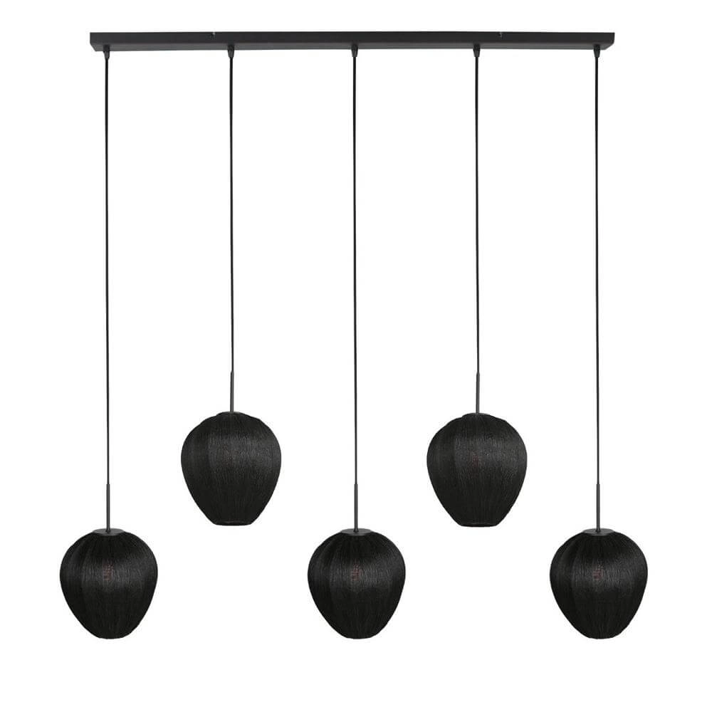Pendelleuchte HaloSwap mit 5 schwarzen Kappen