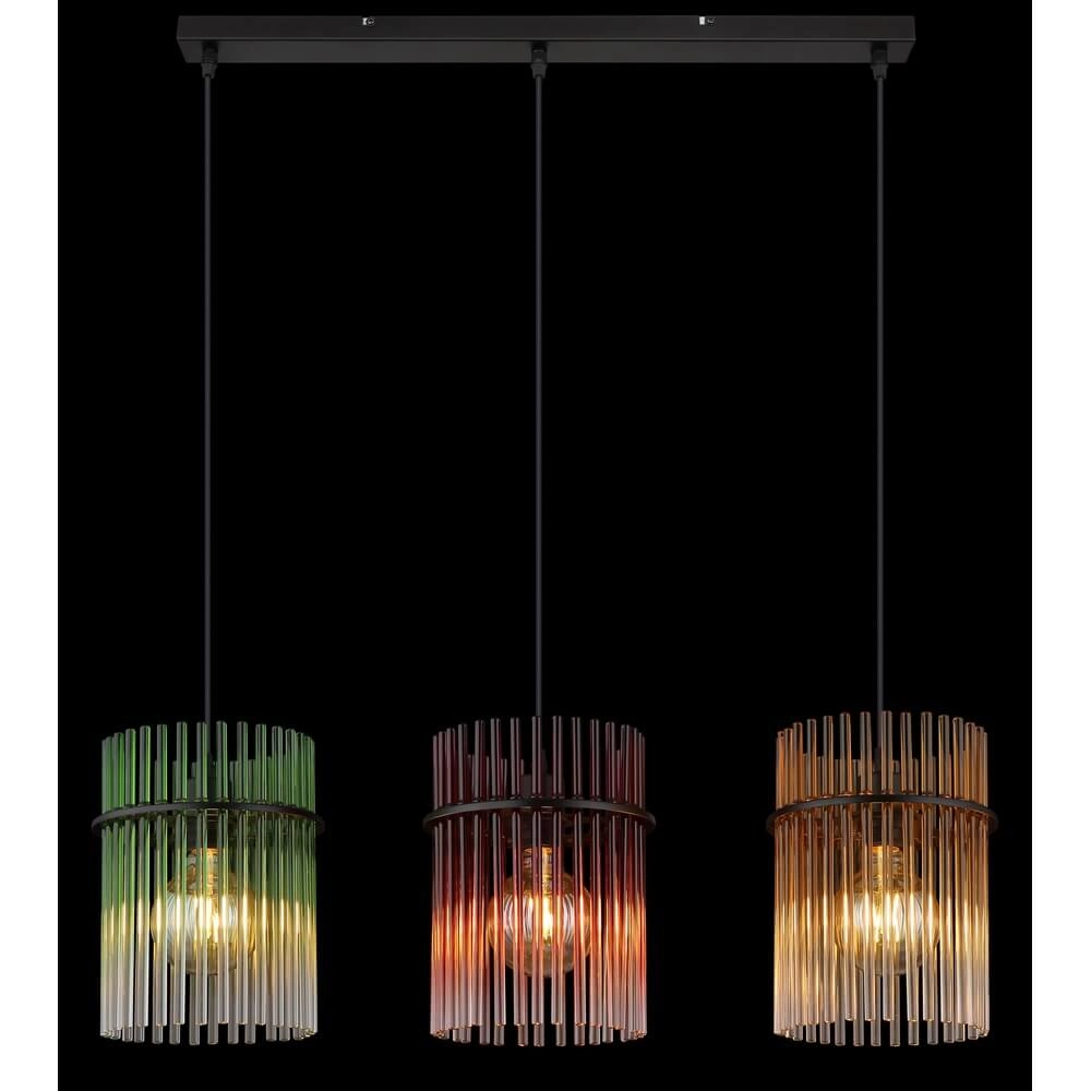 Schwarze Pendelleuchte Gorley Farbiges Glas 3-flammig Globo 9007371481002