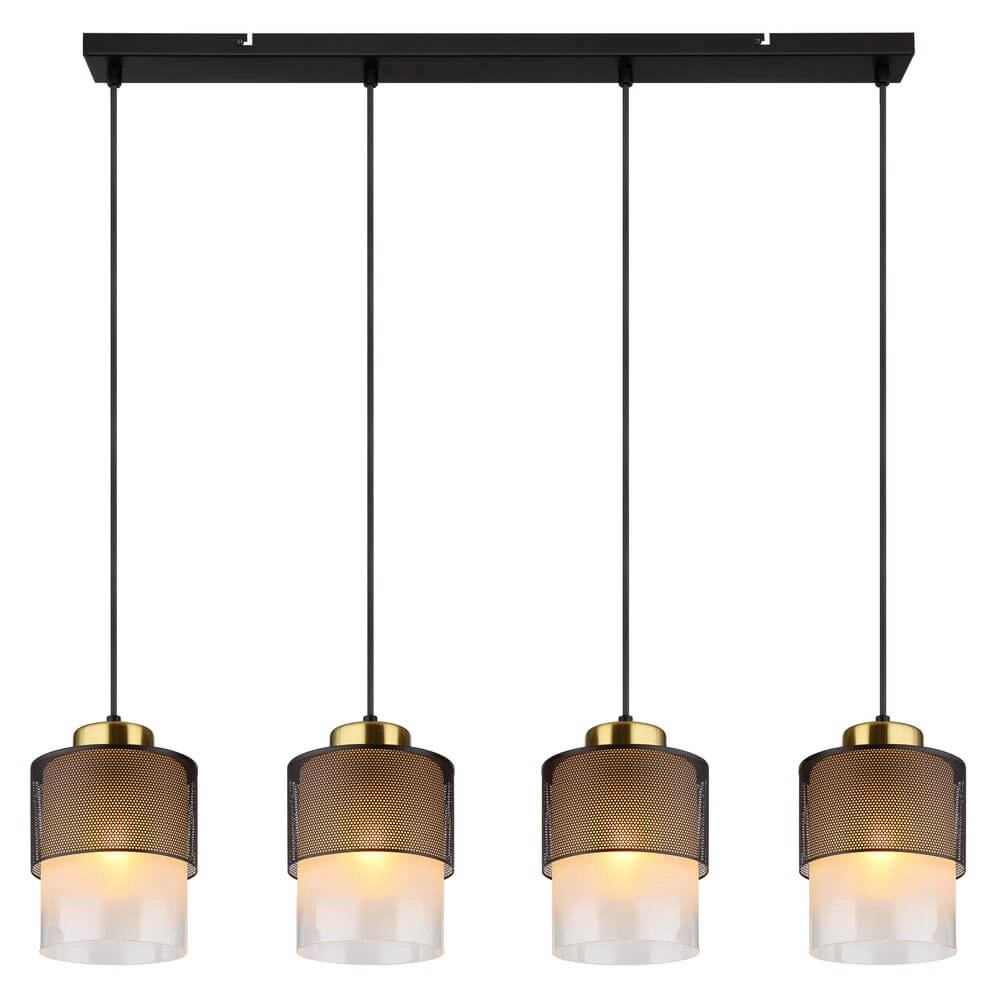 Pendelleuchte Olga 4-flammig schwarz mit Mesh Globo 9007371455485
