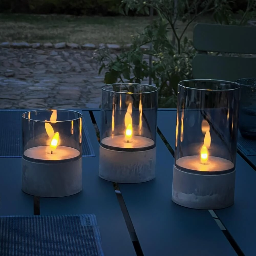 Set mit 3 Tischlampen Bougie Rauchglas Brilliant 4004353428326