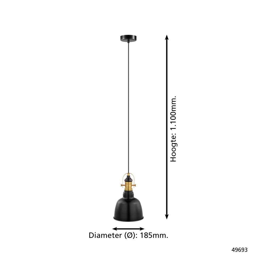 Pendelleuchte Gilwell 18,5cm schwarz mit gold Eglo 9002759496937