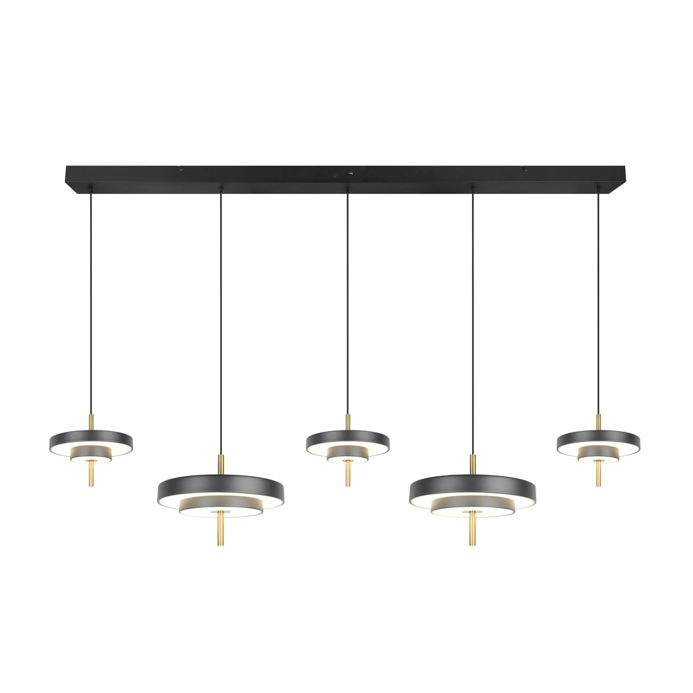 5-flammige Pendelleuchte Keaton schwarz mit gold Trio 4017807655483