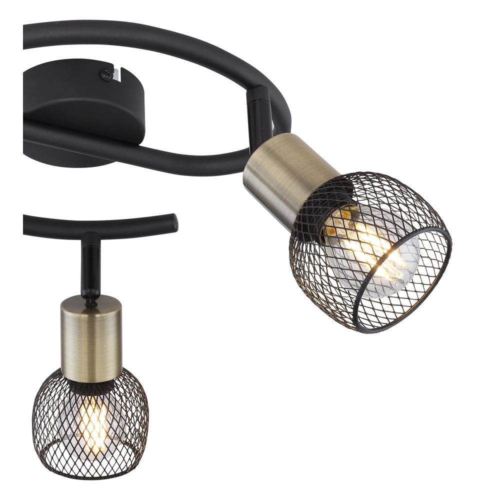Deckenlampe Fiastra 3-Licht Schwarz mit Mesh Globo 9007371427116