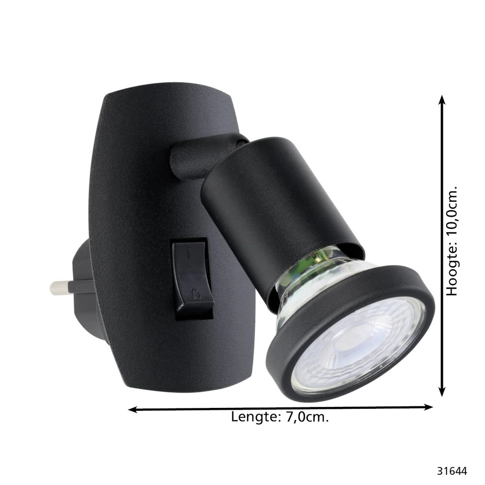 Steckdosen-Wandlampe Parrini Switch – Schwarz Eglo 9002759316440