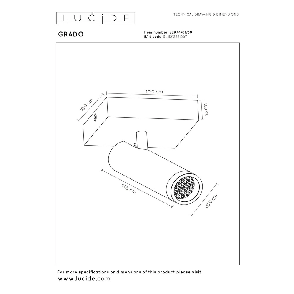 Elegante Deckenlampe Grado Schwarz Lucide 5411212221667