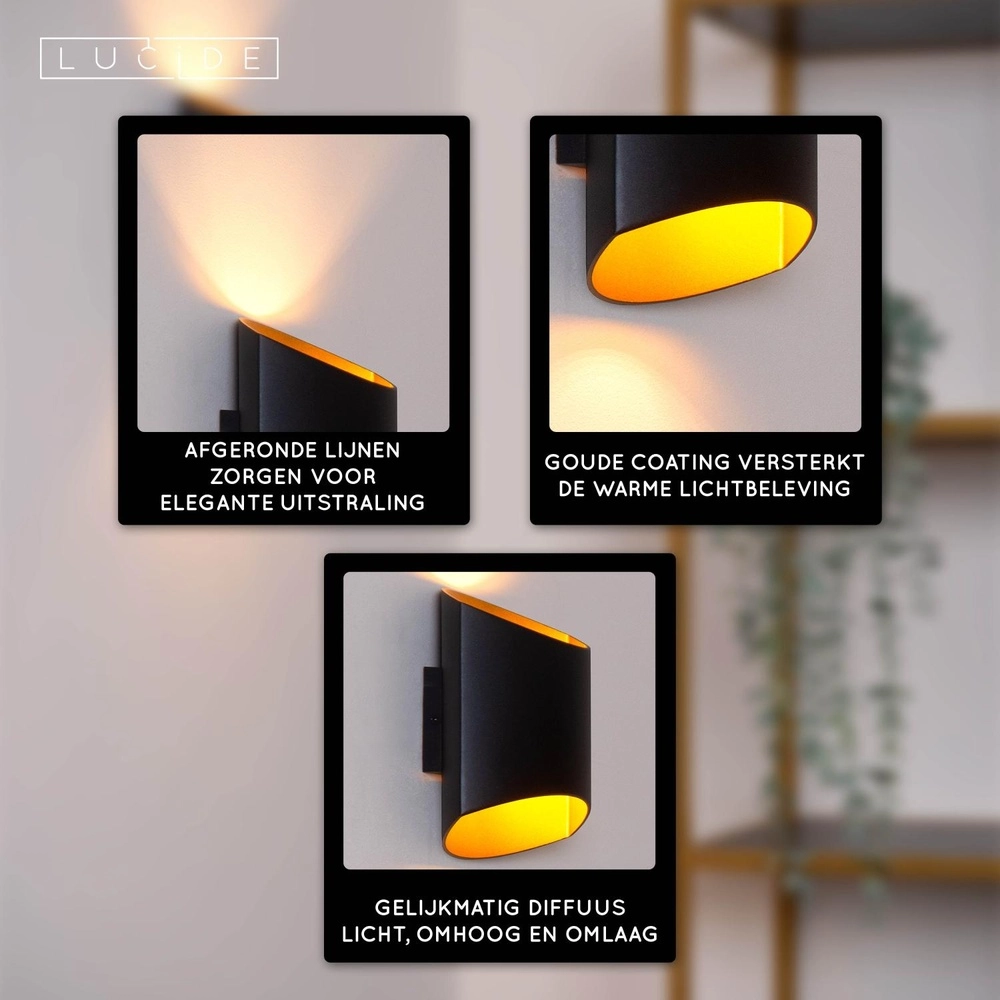Design-Wandlampe Diletta Schwarz Lucide 5411212093554
