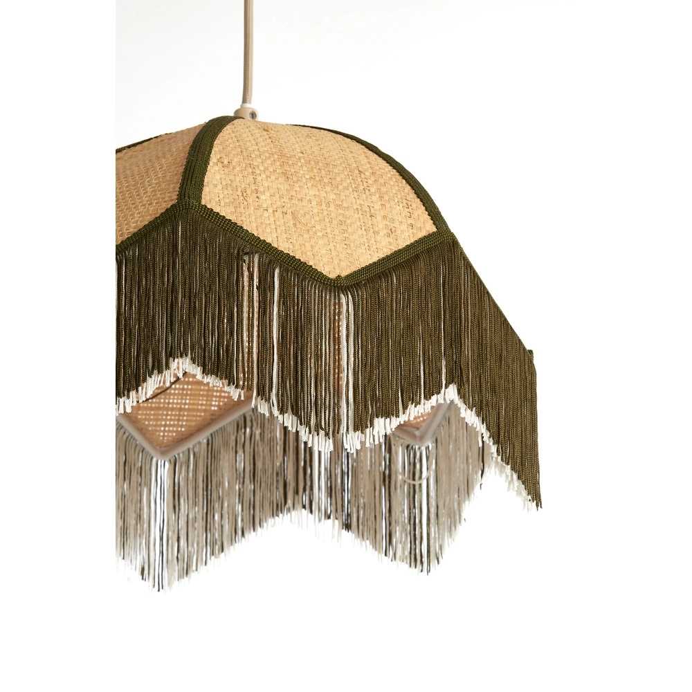 Ø 35cm Pendellampe Sulina Raffia mit Grün Light & Living 8717807762377