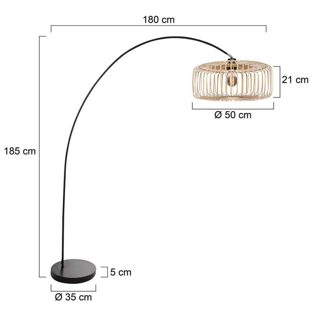 Bogenlampe Solva schwarz mit Bambus Steinhauer 8712746176889