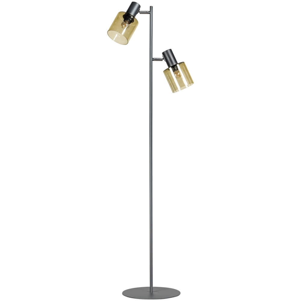 Stehleuchte aus Glas Sledge Glass 2-flammig schwarz mit goldenem Glas