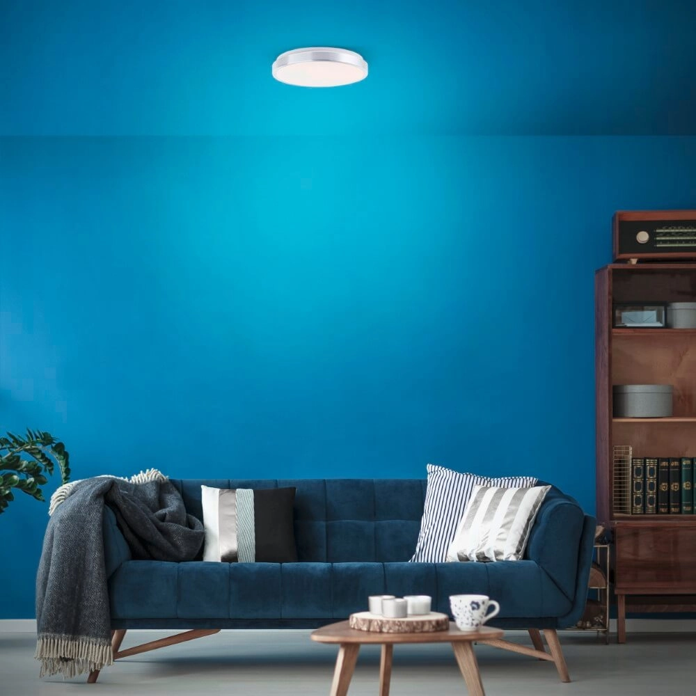 Deckenleuchte aus Nickel Livius mit weiß Ø 33cm Brilliant 4004353426476