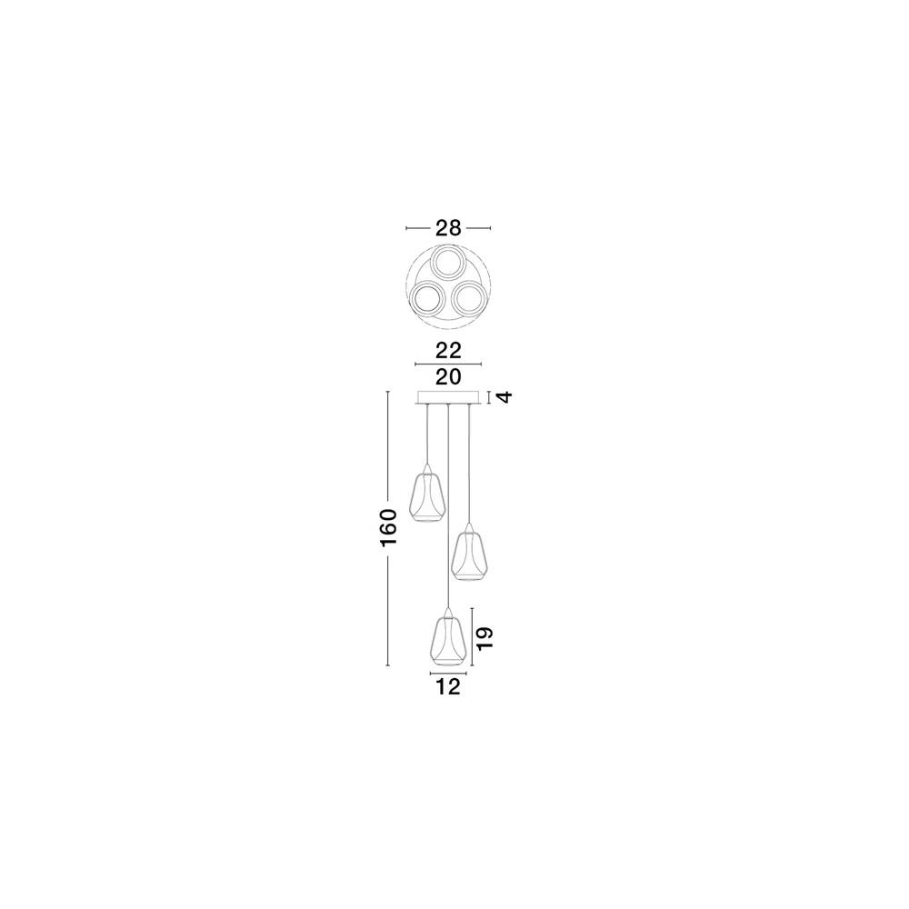 Design-Pendelleuchte Alish 3-flammiges Braunglas Lyora 5212017477712